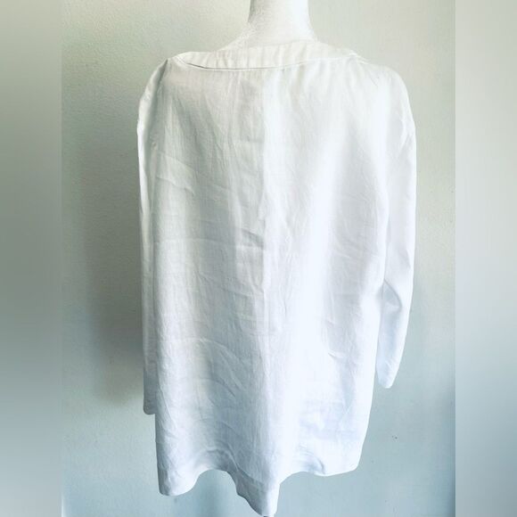 JM collection 100% linen shirt white tunic summer beach resort vacation women 18 - Picture 6 of 8